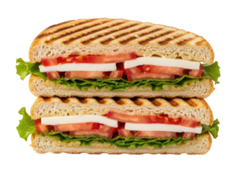 Delicious stacked panini sandwich transparent background cutout png