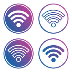 Four gradient wifi icons purple blue and white wireless