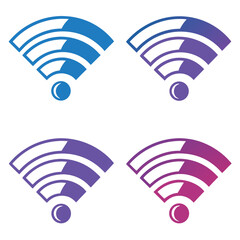 Four gradient wifi signal icons blue purple pink technology