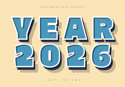 Chunky Retro 3D Block Letter New Year Text Template