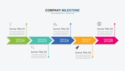 Fototapeta premium Milestone Achievement Infographic Timeline with 8, 7 Steps 