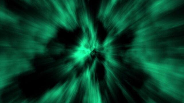 Futuristic glowing light speed motion effect abstract green rays burst tunnel background, sci-fi energy flow animation, digital illusion concept art.
