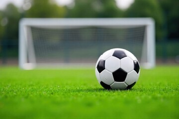 Coaching Soccer Goal Scoring Focus Soccer Ball Near a Goal Post A soccer ball near an empty goal post, outdoor setting, focus on the ball and goal. A soccer