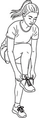 Sketch of a woman tying her shoelaces