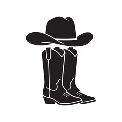 Silhouette of a Cowboy Hat and Boots 