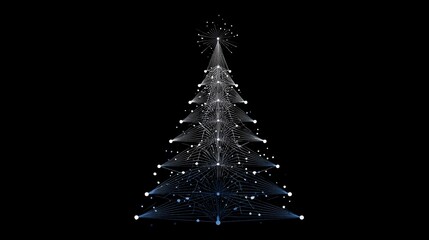 Vector illustration, abstract Christmas tree, line style. Can be used as icon, applicable for greeting cards, banners, New Year design concepts.