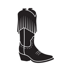 Silhouette of Western Cowboy Boot with Fringe Illustration