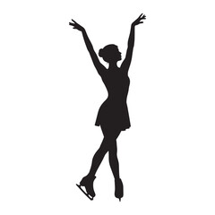 Elegant Female Figure Skater Silhouette Performing Artistic Ice Dancing Pose Symbolizing Grace, Balance, and Winter Sport Beauty
