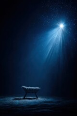 Nativity Cradle Under Star of Bethlehem in Tranquil Night Scene