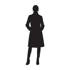 Man Wearing Long Coat Silhouette for Winter Fashion and Street Style Design