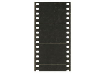 Vintage film strip overlay with blank frames, retro cinema aesthetics and old movie scratches, transparent background