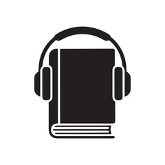 Headphones Over Books Silhouette Symbolizing Audiobooks, Knowledge, and Learning