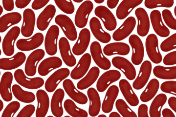 Red kidney beans seamless pattern with legumes on transparent background, healthy vegan food texture