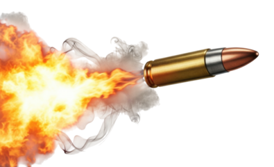 Fiery bullet in flight transparent background cutout png