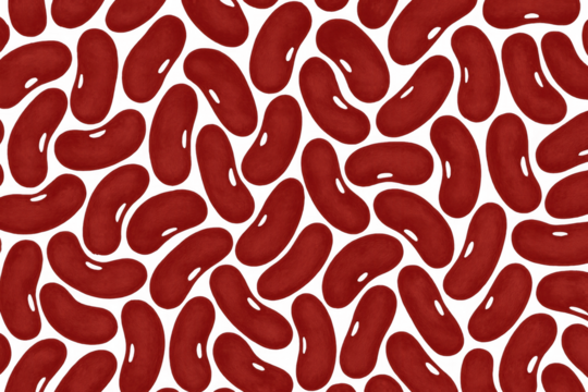 Red kidney beans seamless pattern with legumes on transparent background, healthy vegan food texture