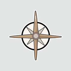 Compass Rose - Directional Navigation Icon. A stylized sticker of a compass rose, ideal for themes of travel, direction, exploration, or finding your way