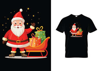 Christmas Scene T-Shirt Design, Festive Christmas Vector, Christmas T-Shirt Vector