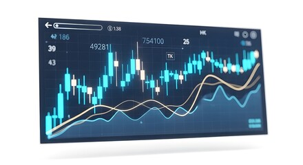 Futuristic Stock Market Candlestick Chart on White Background