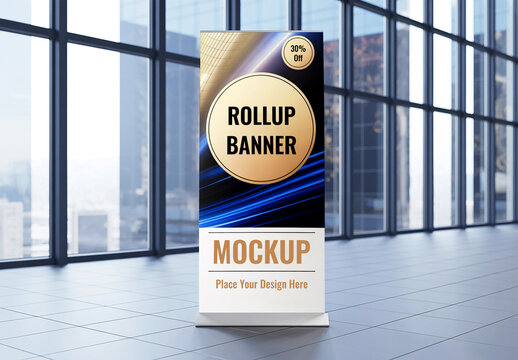 Modern Lobby Roller Banner Mockup