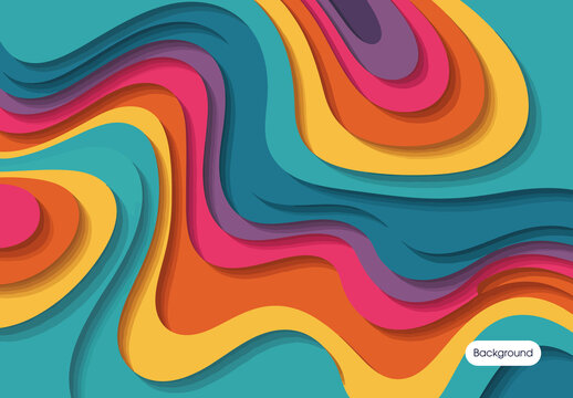 Retro Abstract 3D Wavy Paper Cut Background Design