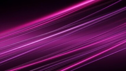 Abstract futuristic background with glowing diagonal lines of pink and purple light creating a sense of speed. - Powered by Adobe