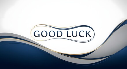 A sleek and modern design featuring the phrase 'Good Luck' with elegant curves and a professional appearance suitable for motivational or positive messaging