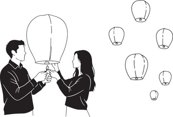 Couple holding a glowing lightbulb symbolizing shared ideas and innovation
