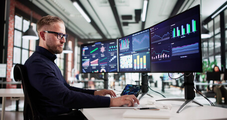 Male Analyst Uses Technology