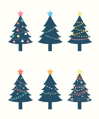 Obraz premium Modern Green Christmas Tree Designs Collection