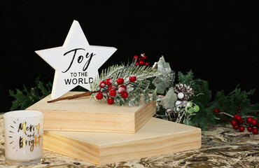 Christmas decorations and food 