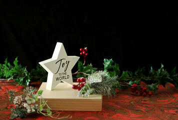 Christmas decorations and food 