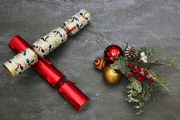 Christmas decorations and food 