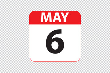 may 6 dates calendar icon.  simple and modern calendar icon on white background.