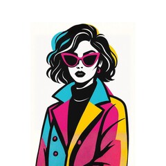 vector illustration of a stylish woman wearing sunglasses