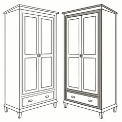 Two line art wardrobes with drawers and doors closet