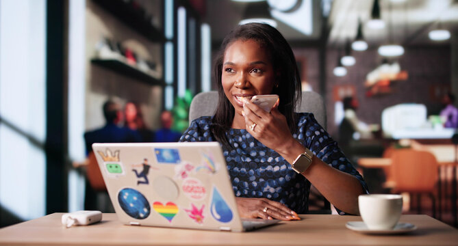 Young African American Woman Working As Remote Graphic Designer