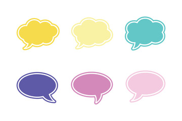 Collection of six colorful speech bubbles for chat
