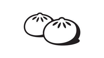 Two steamed buns a simple black and white icon perfect for Asian food menus and restaurant websites