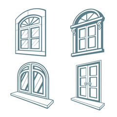 Four architectural window and door vector icons
