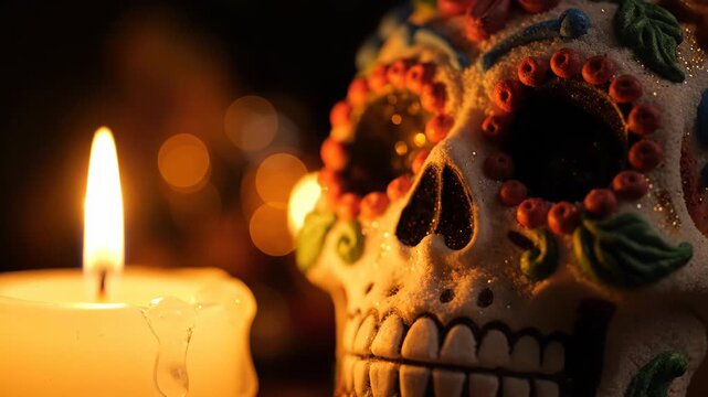 Day of the Dead: Sugar Skull and Candle