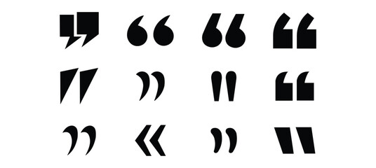 Set of quote mark icons isolated on white background.Quotation marks.Black quotes icon collection.
