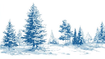 Obraz premium christmas tree line art vector style
