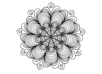 Coloring page mandala outline drawing for art therapy and meditation. Circular ornament	

