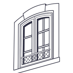 Minimalist arched window line art vector
