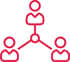 A common icon representing collaboration, teamwork, or a network of people. Red outline