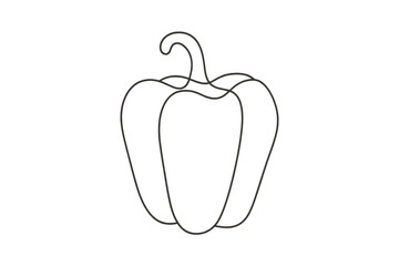 Bell pepper simple outline drawing creating a minimalist plant-based vegetable icon with transparent background