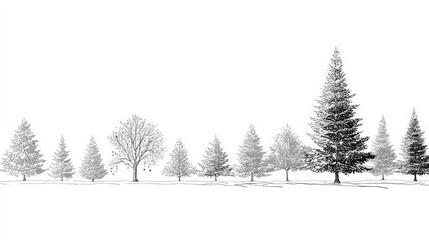 Fototapeta premium christmas tree line art vector style