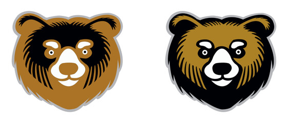 Bear head logo design with strong wild animal face illustration
