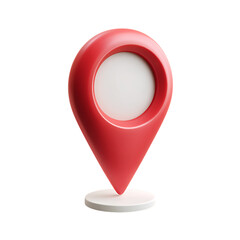 3D Red Location Pin on White Stand for Mapping Applications and Navigation Systems