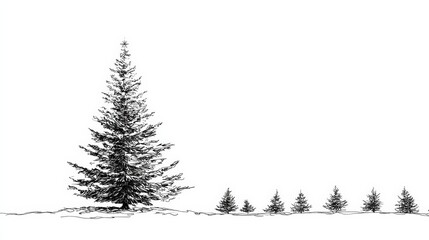 christmas tree line art vector style
